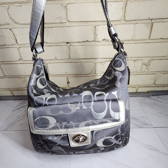 Like New Coach Penelope Optic Metallic Signature Crossbody Convertible Purse - Picture 4 of 16